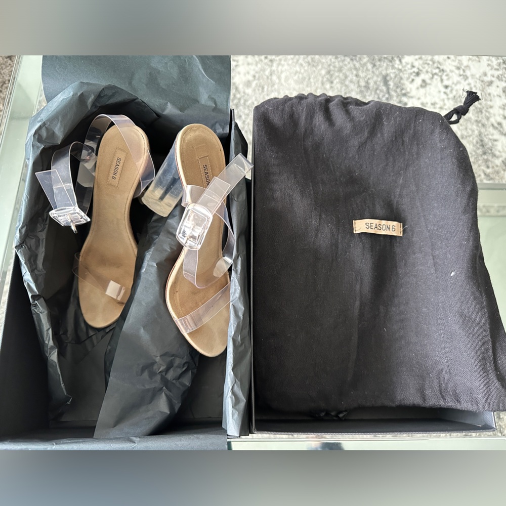 Yeezy Season 6 Clear PVC Sandals with ankle straps size 5